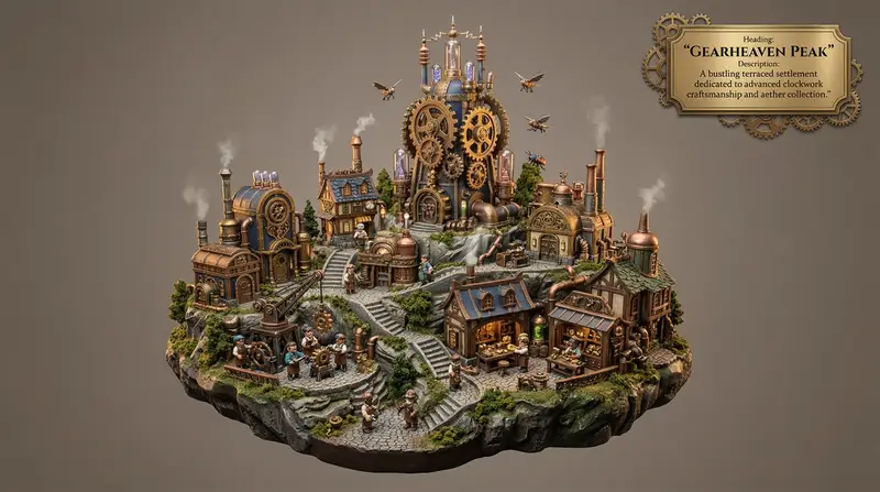 Preview of Whimsical Mono-Punk Floating Miniature Diorama Generator