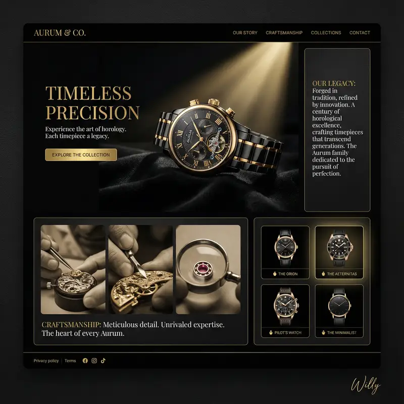 Preview of Luxury Watch Brand Landing Page Design Prompt