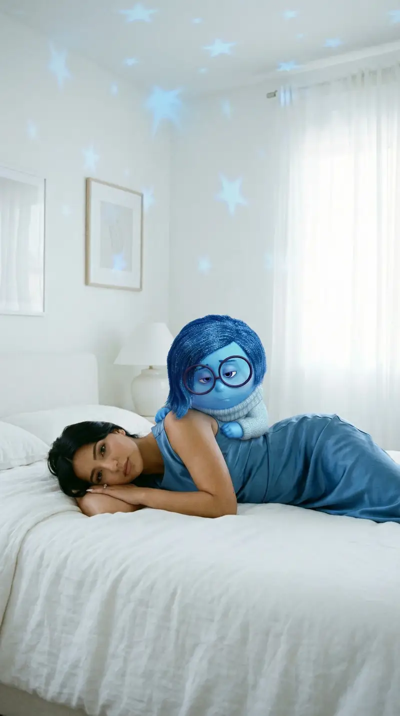 Preview of Cinematic Photoreal Character Pair Prompt: Blue Character and Woman
