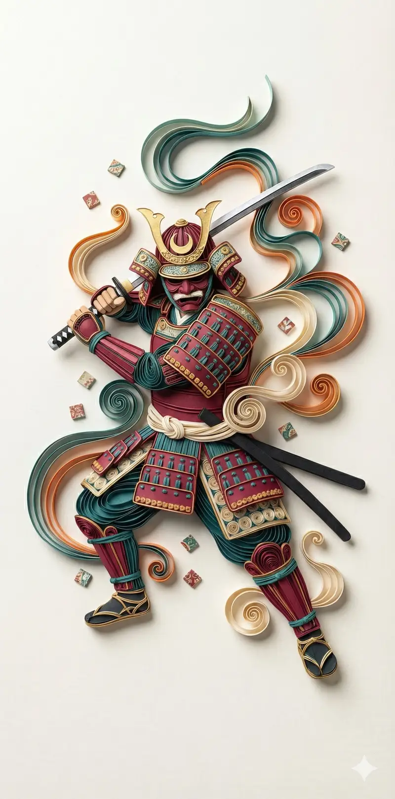 Preview of 3D Paper Quilling Art: Samurai Warrior