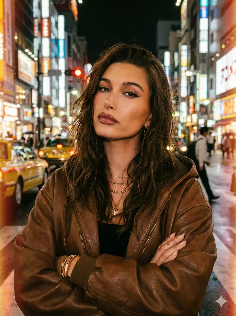 Preview of Moody Tokyo Night Street Portrait Prompt in JSON