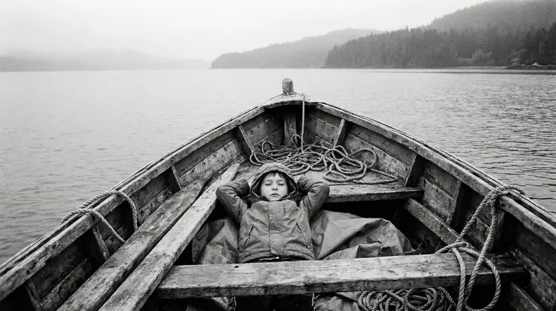 Preview of Black and White Documentary Photo of Child in Boat