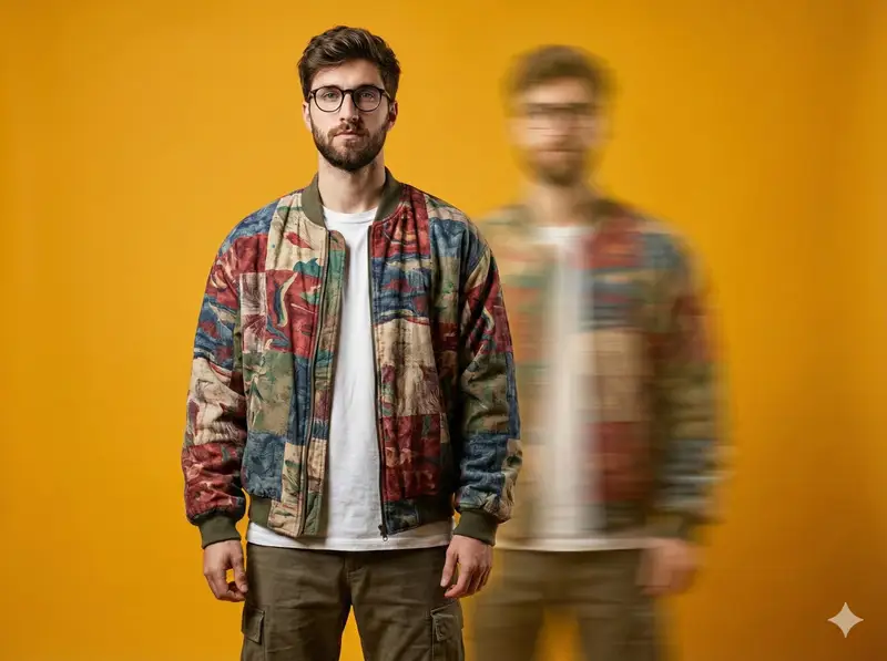 Preview of Avant-Garde Fashion Portrait with Ghost Duplicate