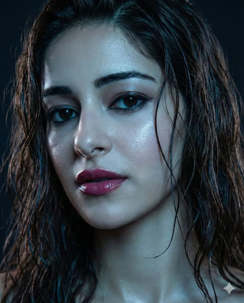 Preview of Moody Close-up Portrait with Wet Hair and Cool Lighting