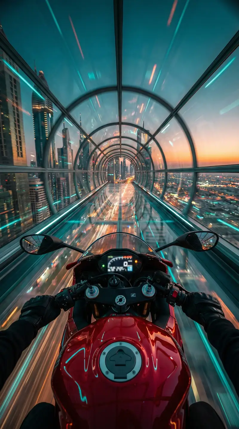 Preview of Cyberpunk POV Motorcycle Ride at Hyper-Velocity
