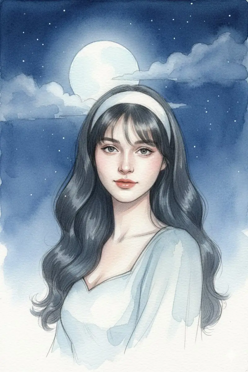 Preview of Moonlit Watercolor Portrait with Identity Lock