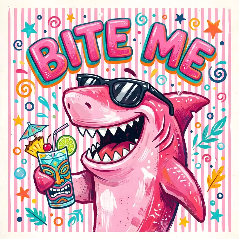 Preview of Pink Shark Bite Me Illustration