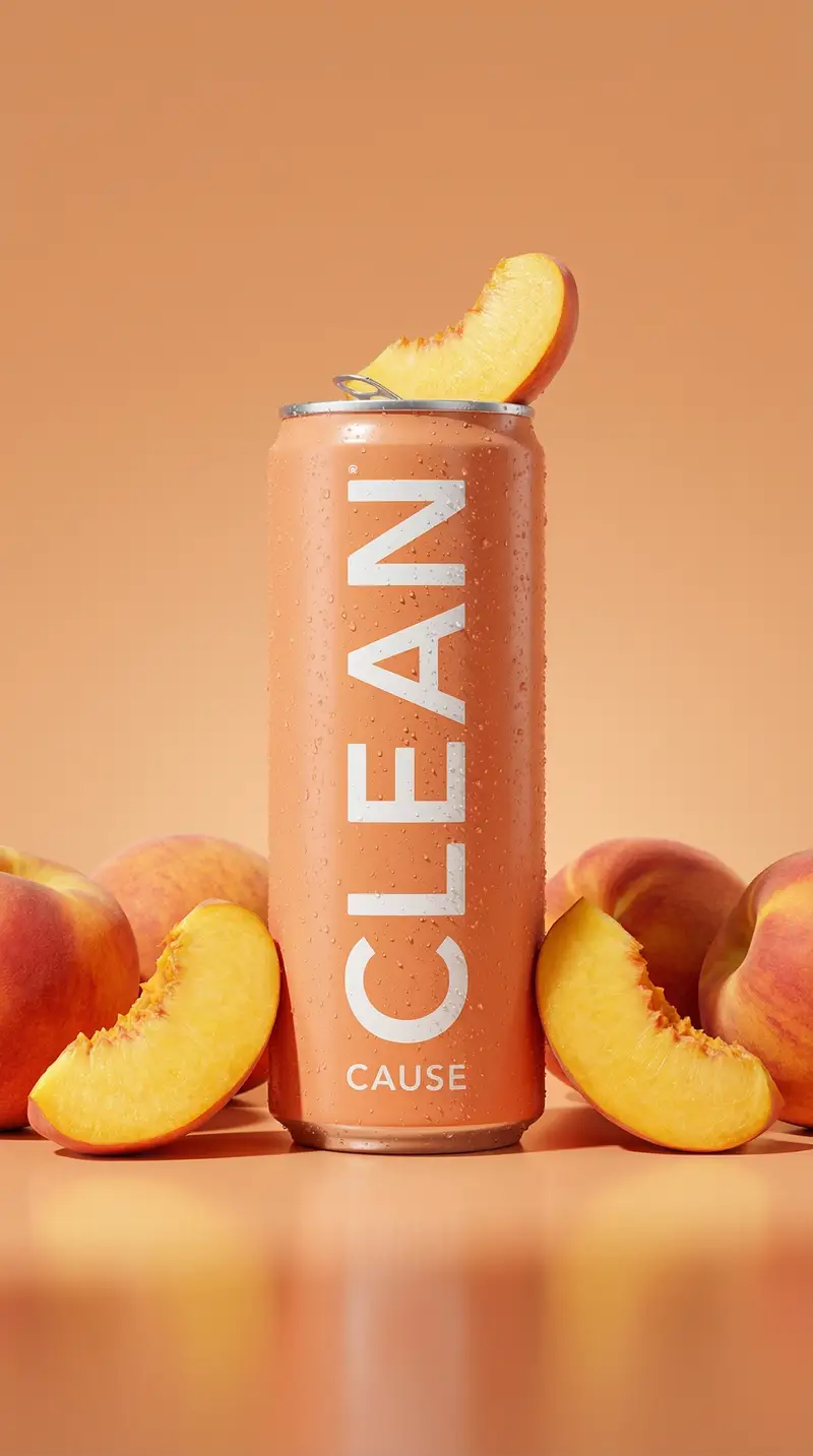 Preview of Hyper-Photorealistic Peach Beverage Ad