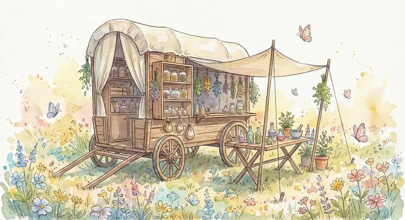 Preview of Fantasy Watercolor Herbalist Wagon