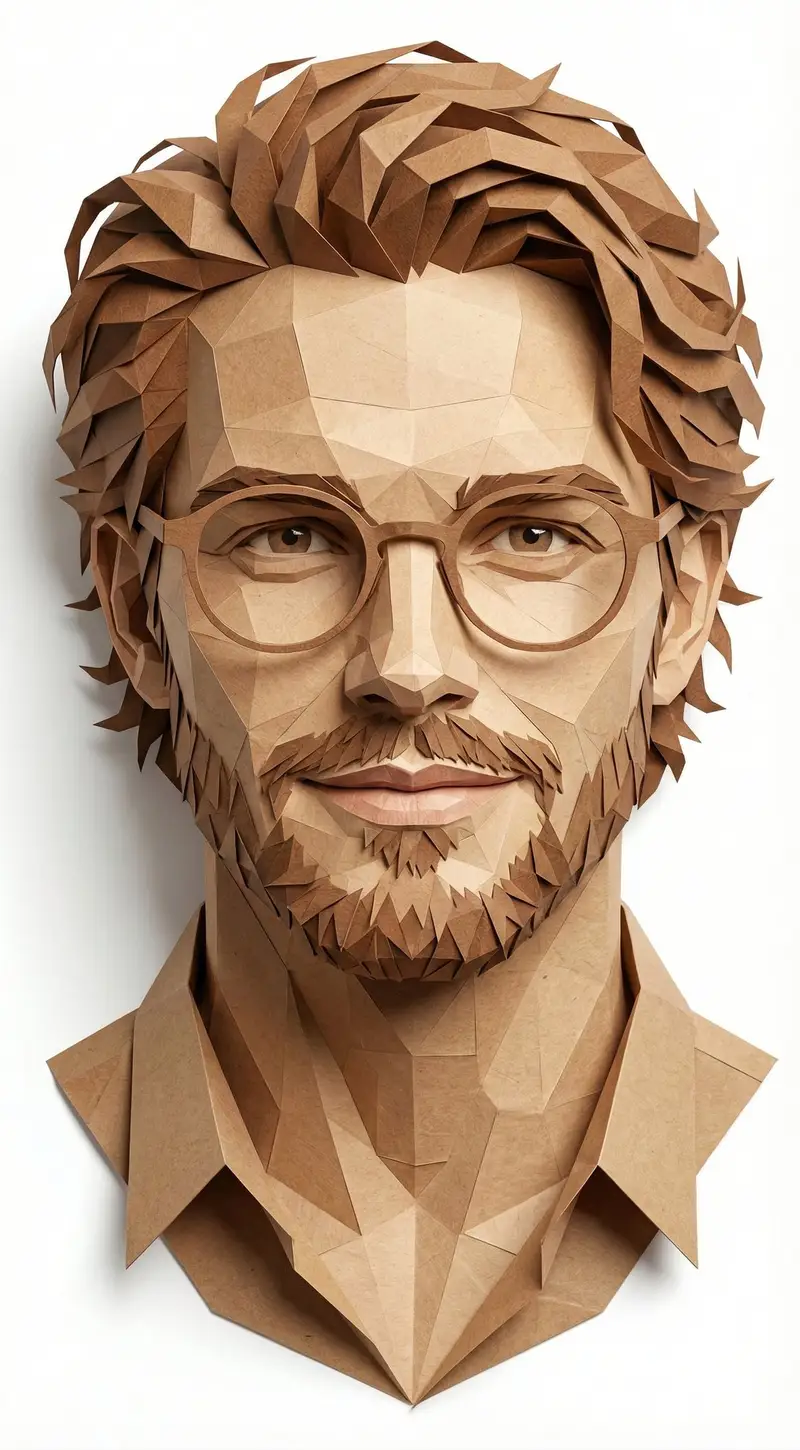 Preview of Digital Papercraft Portrait of a Young Man