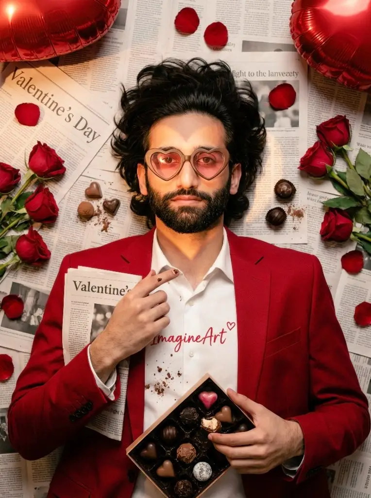 Preview of Valentine's Day Chocolate and Roses Editorial Portrait