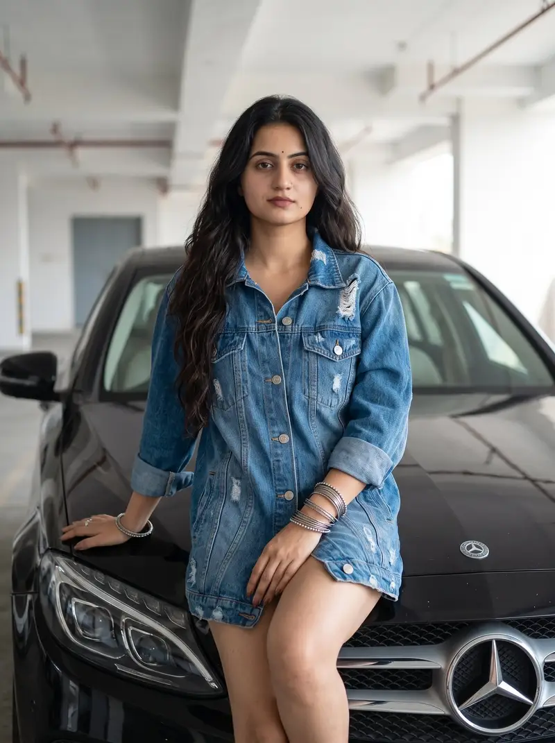 Preview of Cinematic Fashion Portrait with Luxury Car