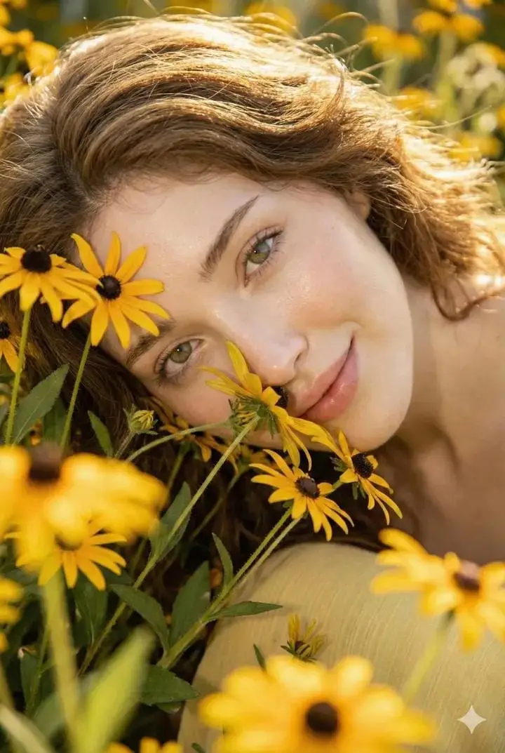Preview of Cinematic Portrait with Harsh Flash and Floral Background (Duplicate)