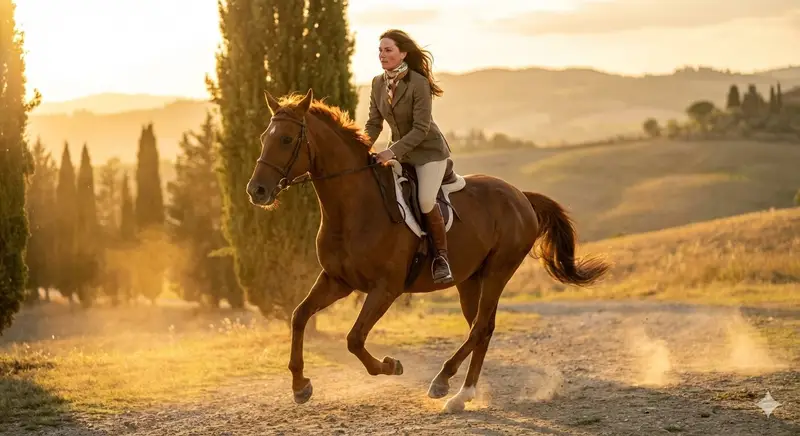 Preview of Dynamic Equestrian Model in Tuscan Fields at Golden Hour