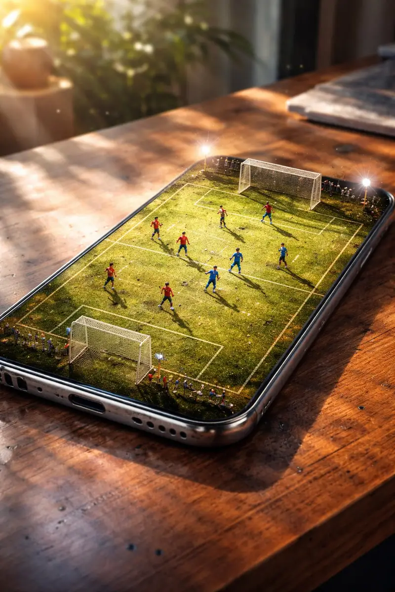 Preview of Hyper-Realistic Cinematic Football Stadium on a Smartphone Screen
