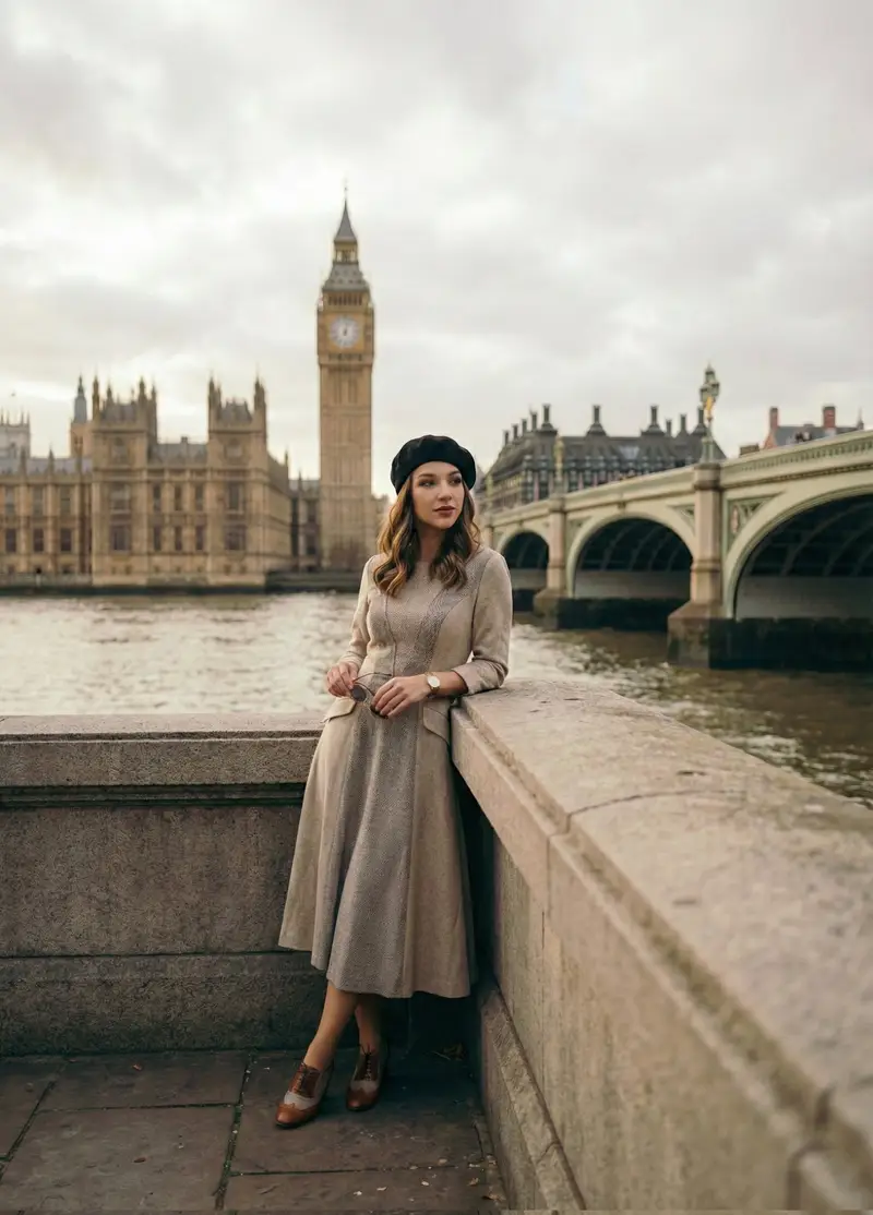 Preview of Cinematic Portrait beside the Thames River in London