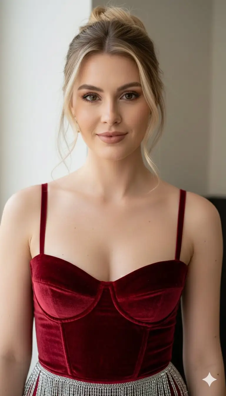 Preview of 8K Ultra-High Definition Editorial Portrait in Ruby Red Velvet