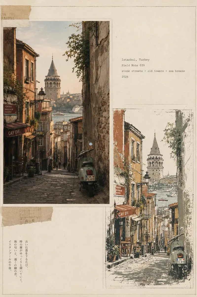 Preview of Vintage Travel Journal Editorial Collage