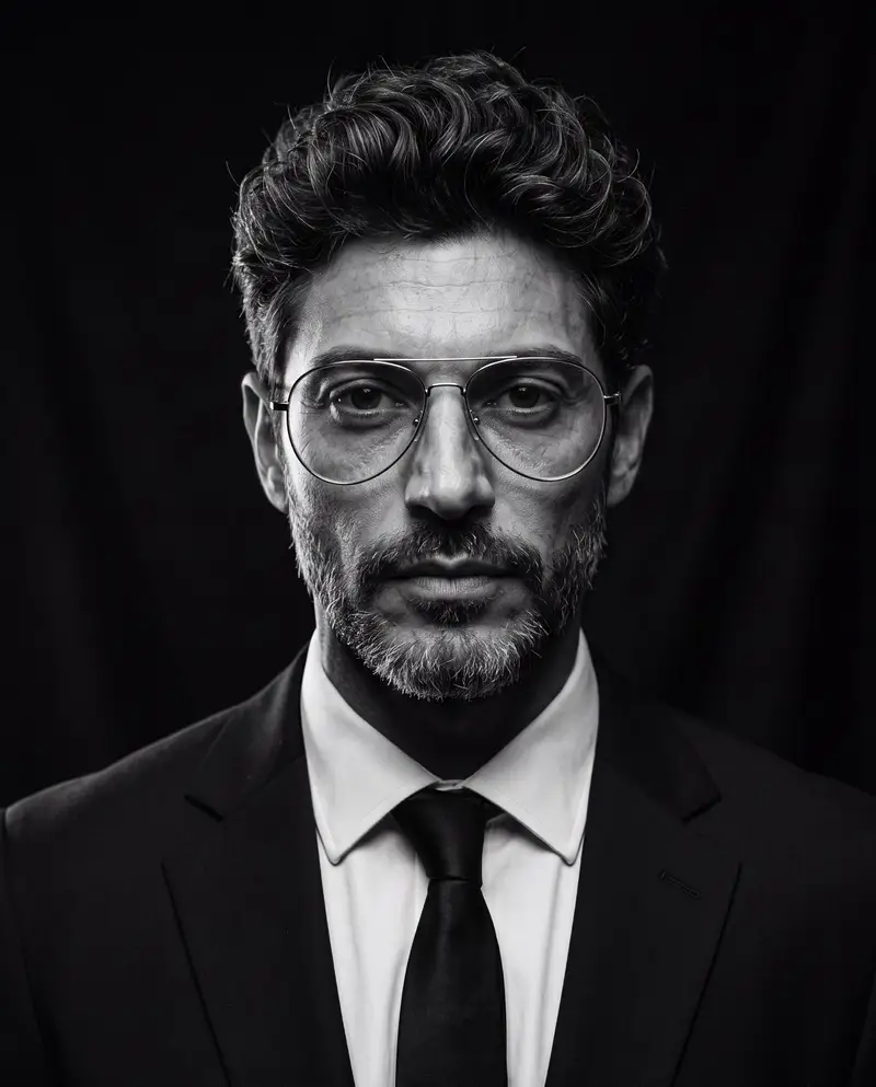 Preview of Cinematic Black and White Studio Portrait