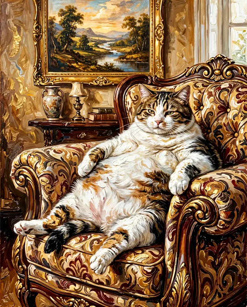 Preview of Classical Fat Cat Painting