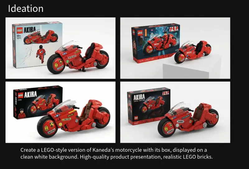 Preview of LEGO Kaneda's Motorcycle Product Shot Prompt