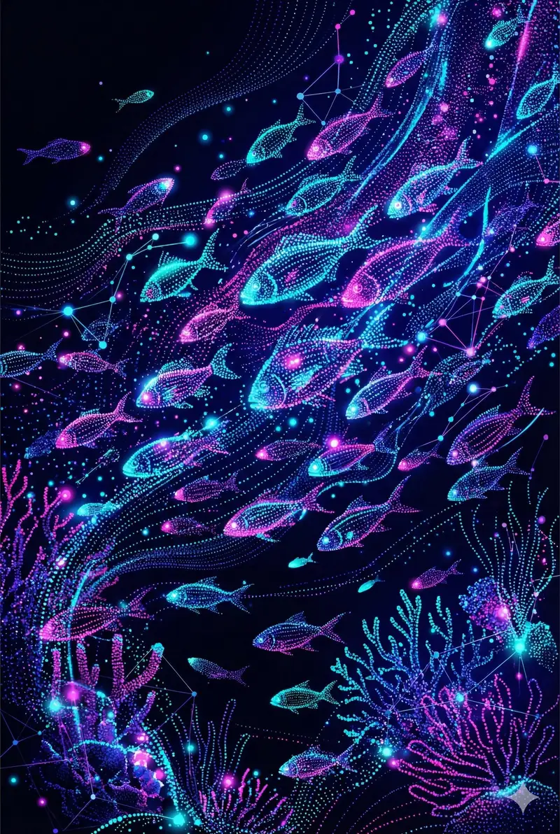 Preview of Neon Pointillism Cyberpunk Illustration