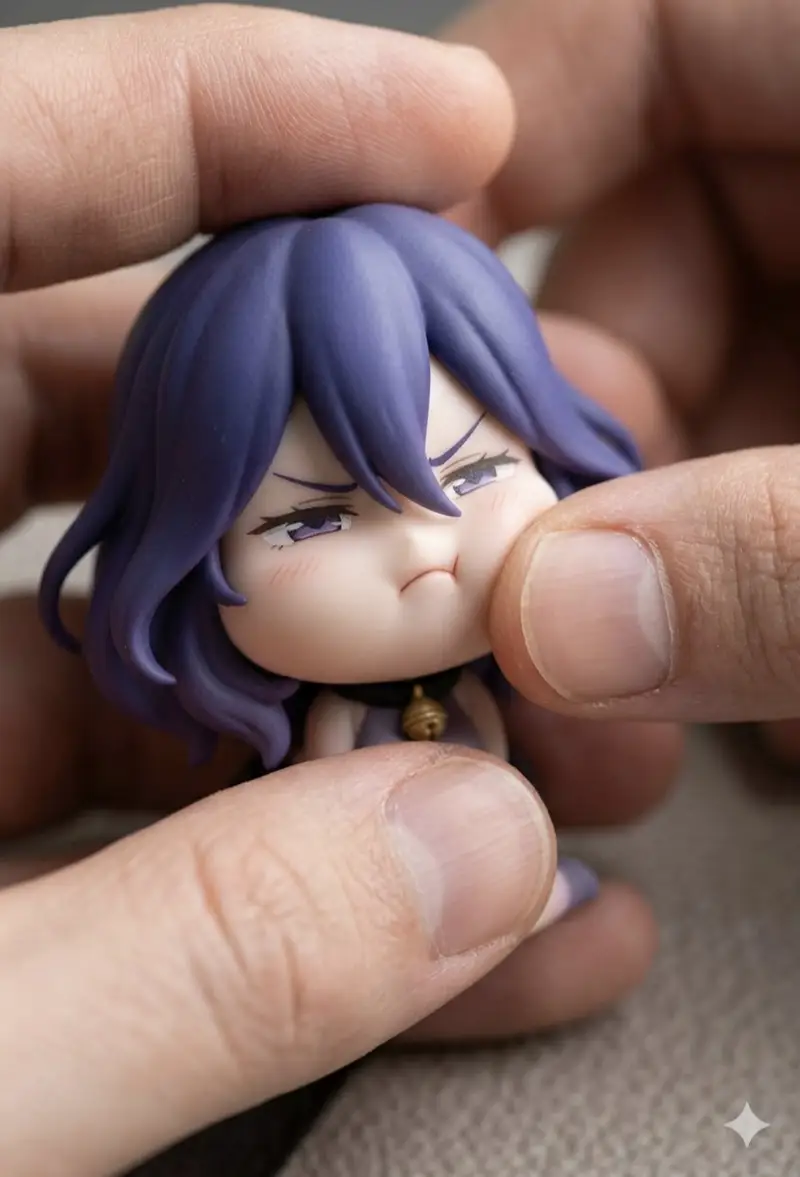 Preview of Macro Photography of Chibi Anime Figurine Prompt