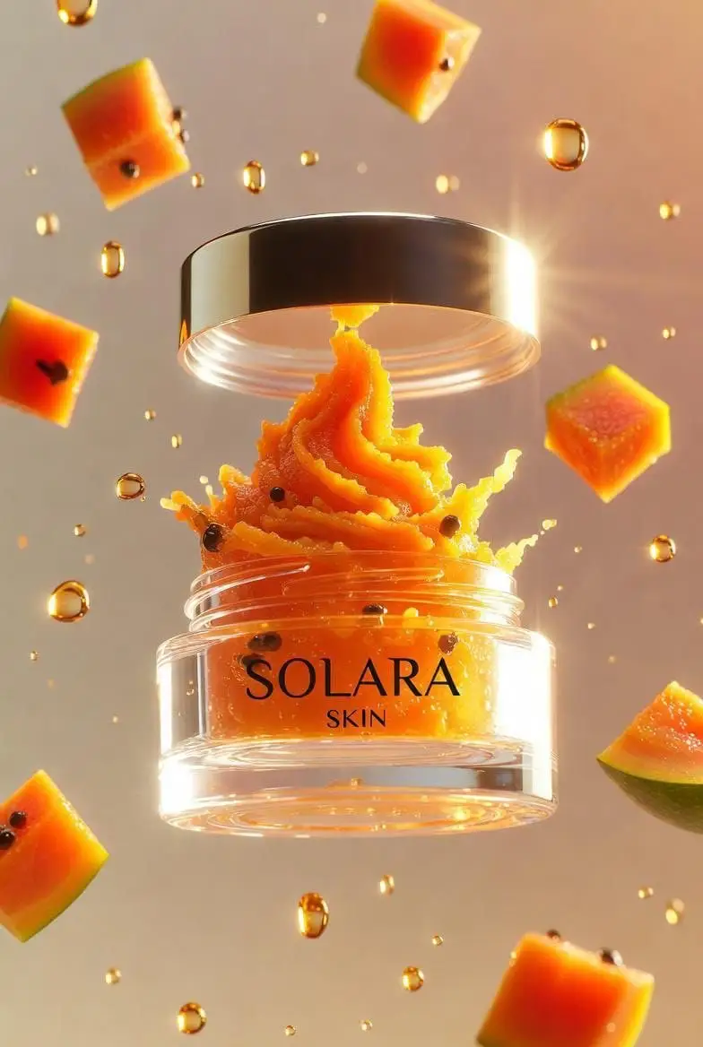 Preview of Hyperrealistic Luxury Product Photography of Papaya Scrub