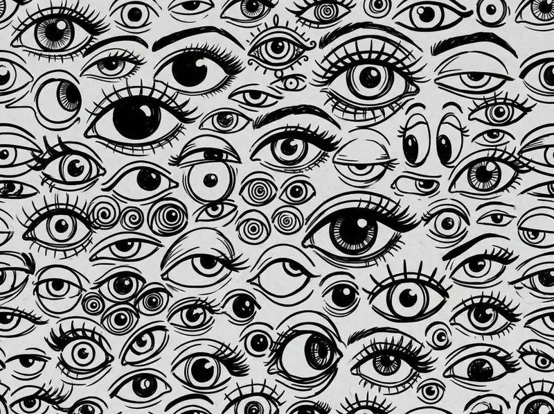 Preview of Black and White Hand-Drawn Eye Pattern