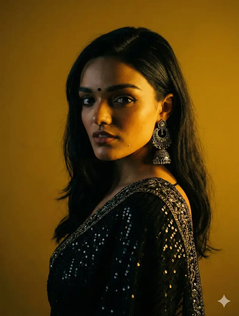 Preview of Cinematic Chiaroscuro Portrait in Saree