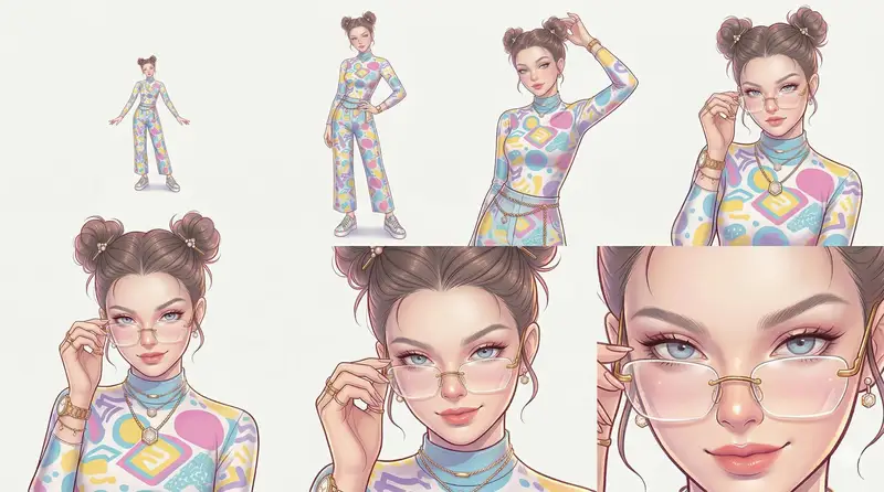 Preview of Reference Character Posing Grid Study Prompt