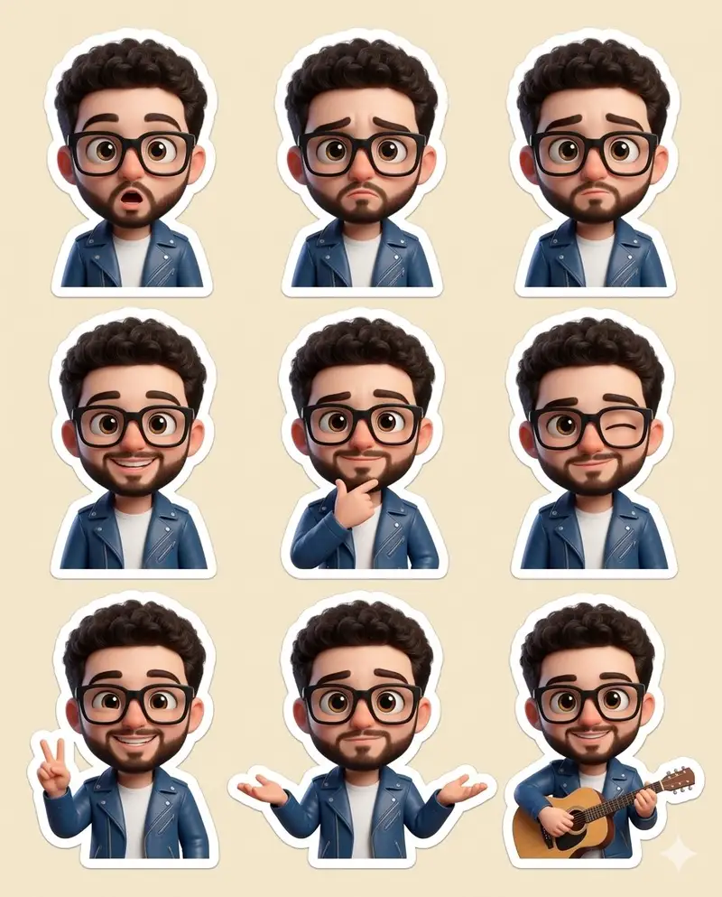 پیش‌نمایش Chibi sticker set prompt for Nano Banana Pro