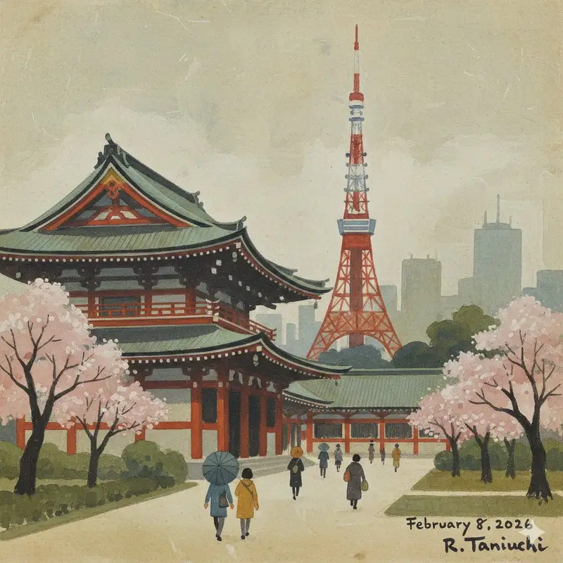 Preview of Transforming Zojoji Temple into a Rokuro Taniuchi Style Painting