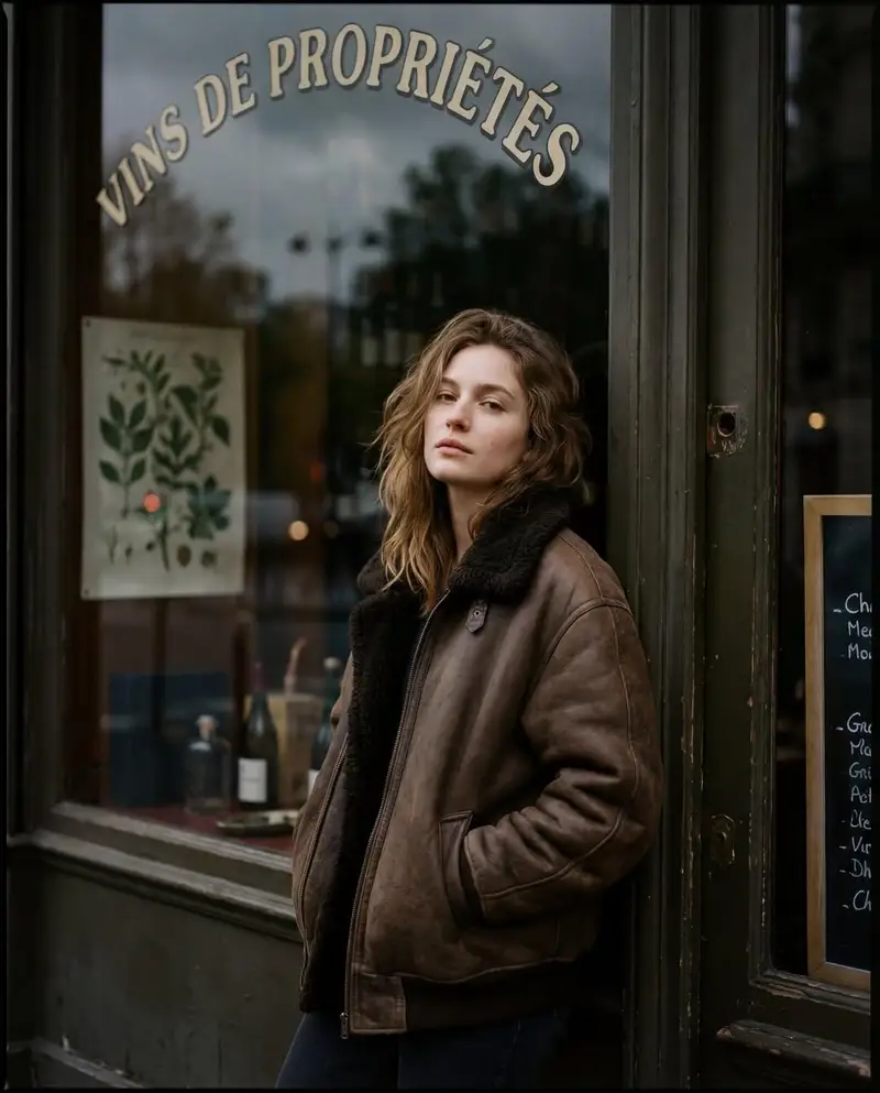 Preview of Moody Paris Street Editorial Portrait (Film Scan Aesthetic)