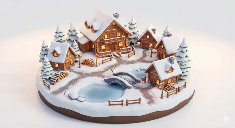 Preview of Miniature Alpine Mountainside Village Scene