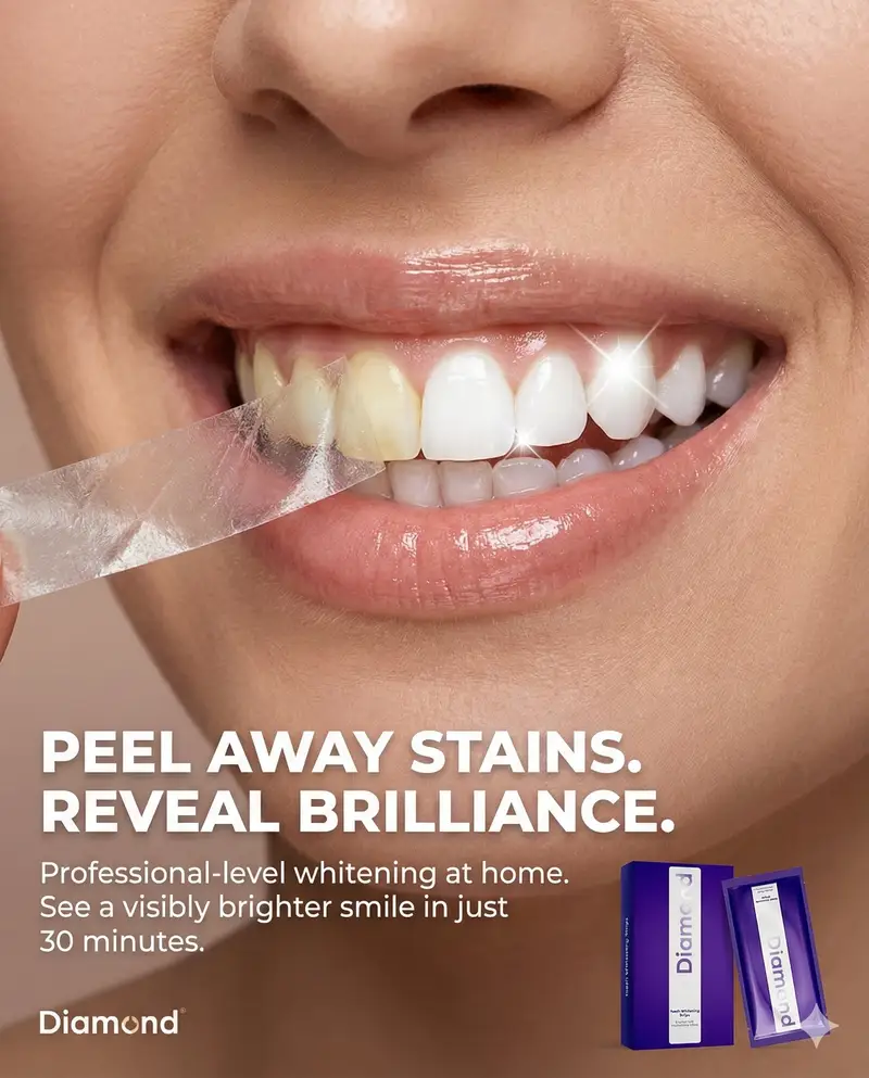 Preview of Macro Beauty Ad for Teeth Whitening Strips with Peeling Effect