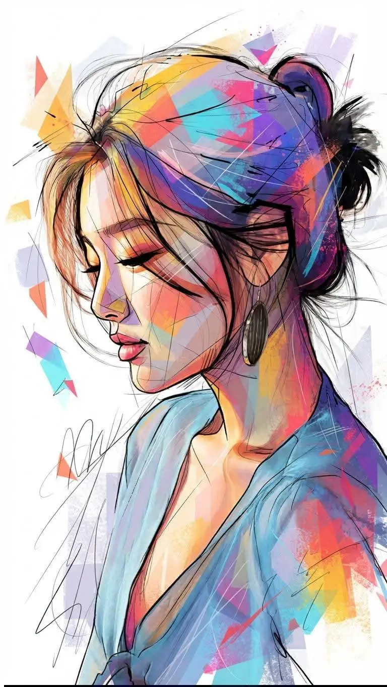 پیش‌نمایش Contemporary Mixed-Media Portrait Art