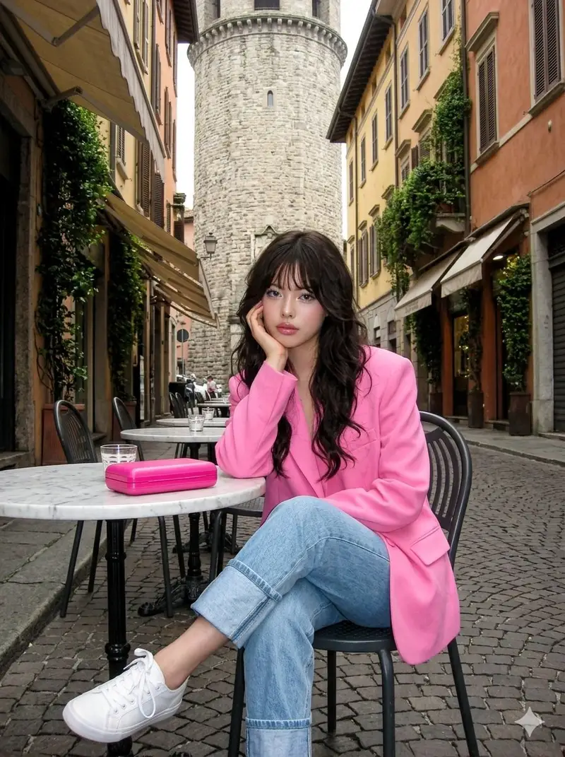 Preview of Early 2000s Digital Photo of Subject in Pink Blazer