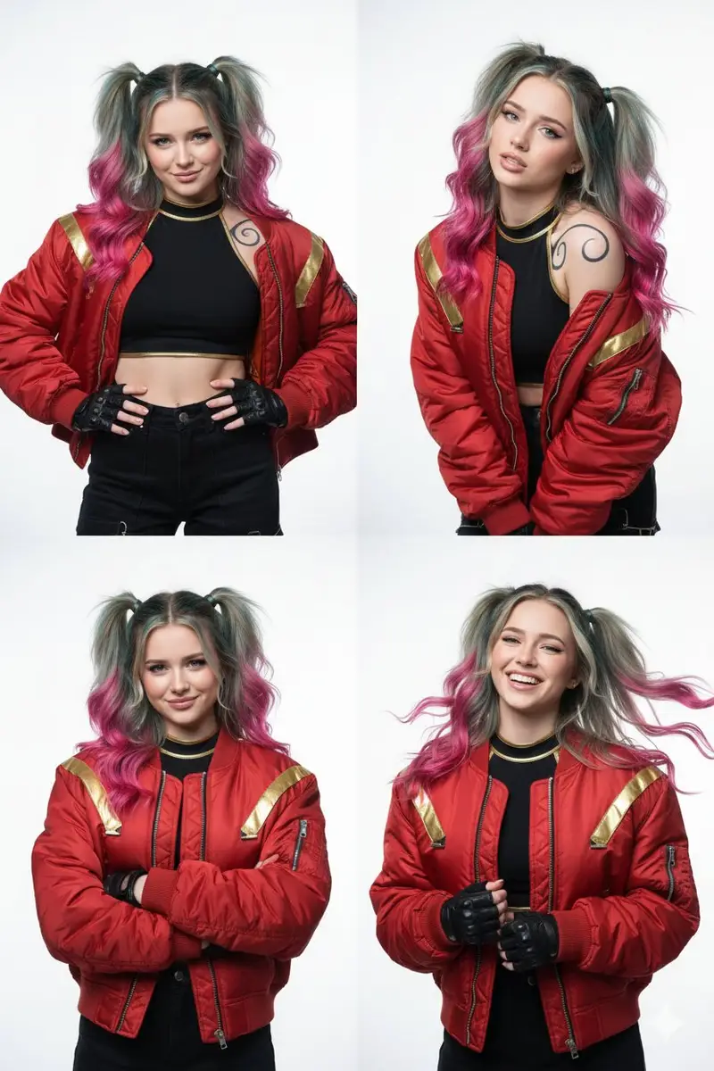 Preview of 2x2 Grid of Cyber-Punk Portrait Shots