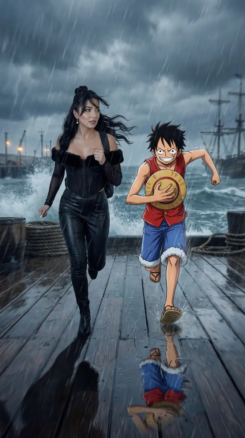Preview of Cinematic Anime/Reality Action Blend Prompt