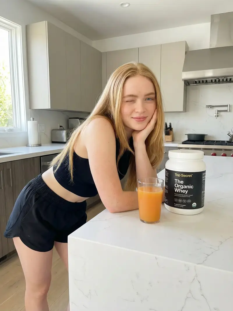 پیش‌نمایش Sadie Sink Fitness Lifestyle Photo JSON Prompt