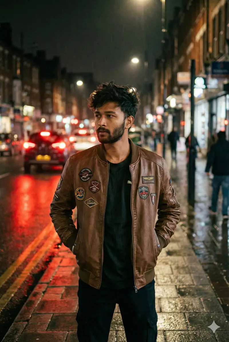 Preview of Nighttime Street Portrait with Face Reference