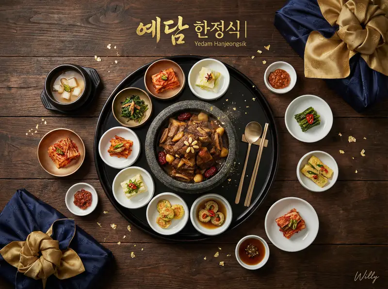 پیش‌نمایش Luxury Korean Hanjeongsik Food Advertisement Prompt