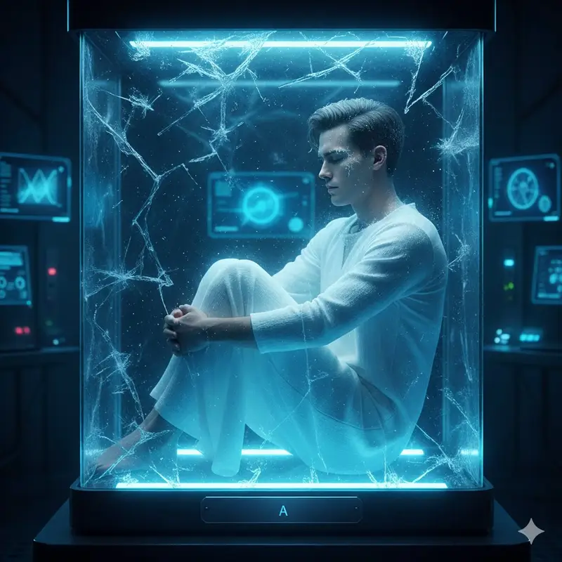 Preview of Sci-Fi Cinematic Image: Man in Cryo-Chamber