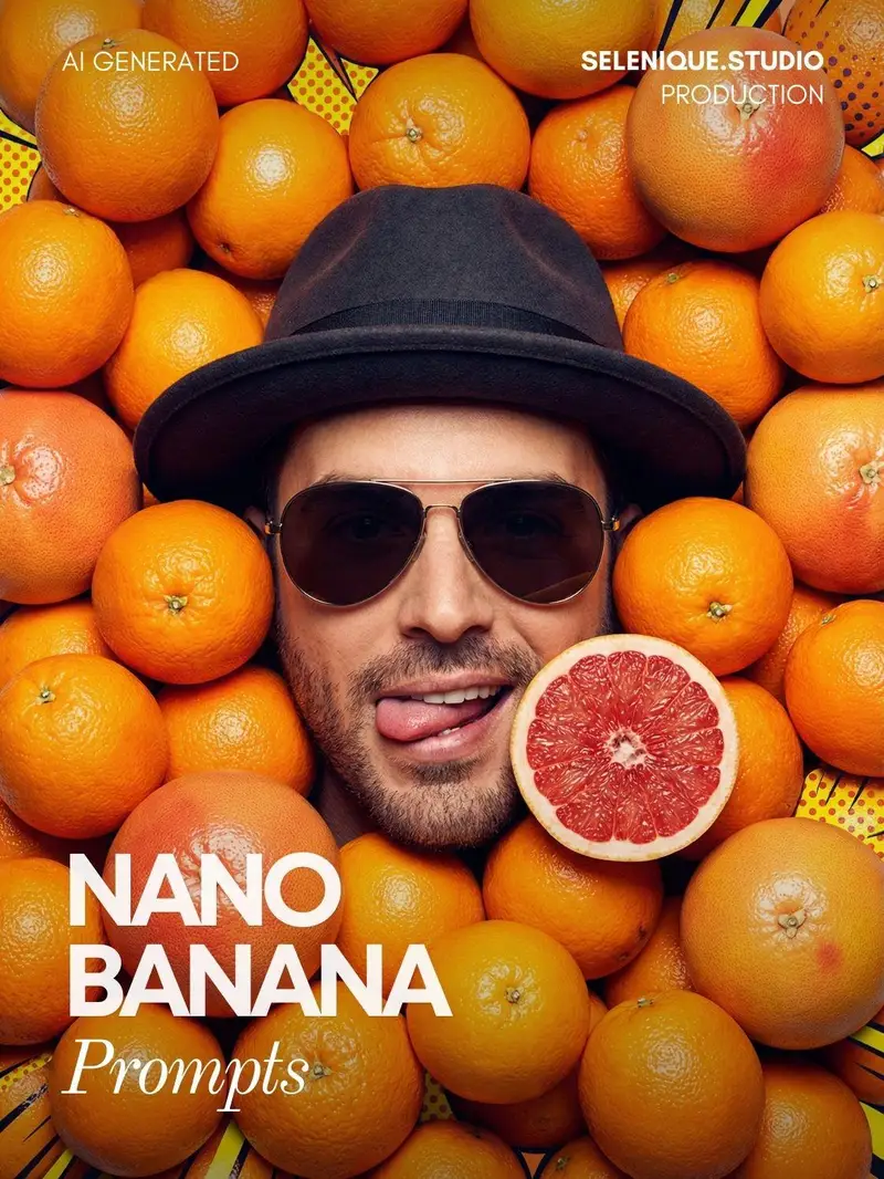 Preview of Surreal Pop-Art Citrus Editorial Portrait