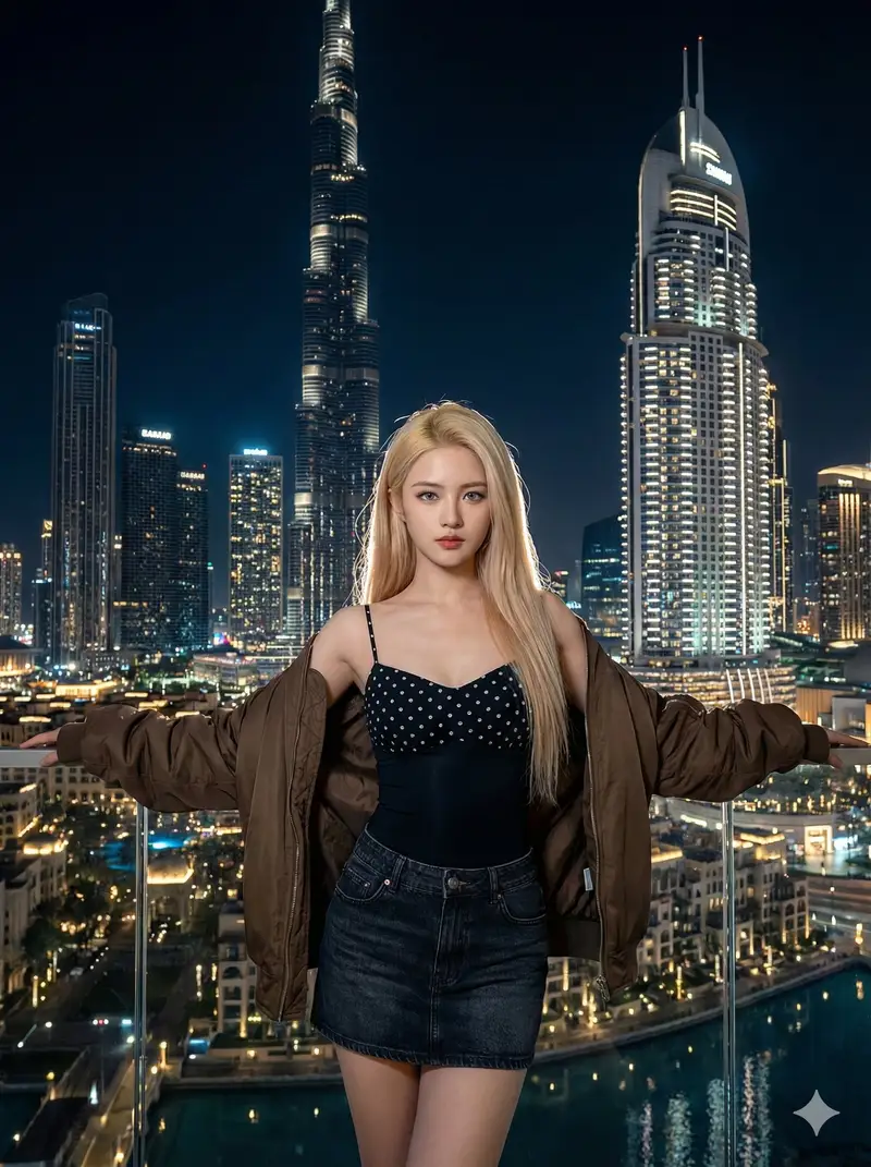 Preview of Cinematic Fashion Portrait in Dubai Prompt