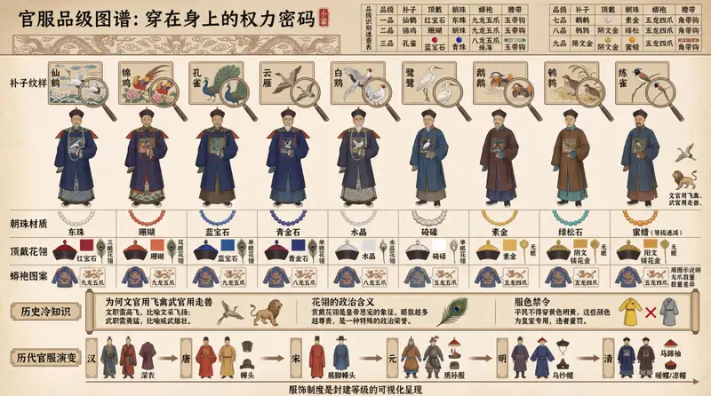 پیش‌نمایش Visual Infographic of Ancient Chinese Official Ranks and Attire