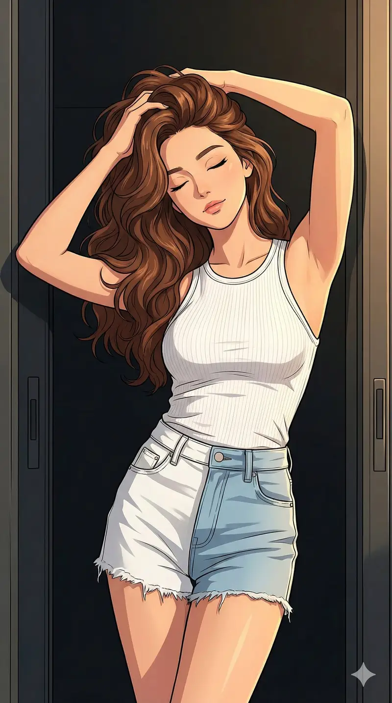Preview of Modern Anime Illustration with Golden Hour Lighting