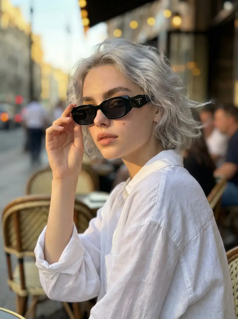 Preview of Photorealistic Portrait Prompt of a Woman at a European Café