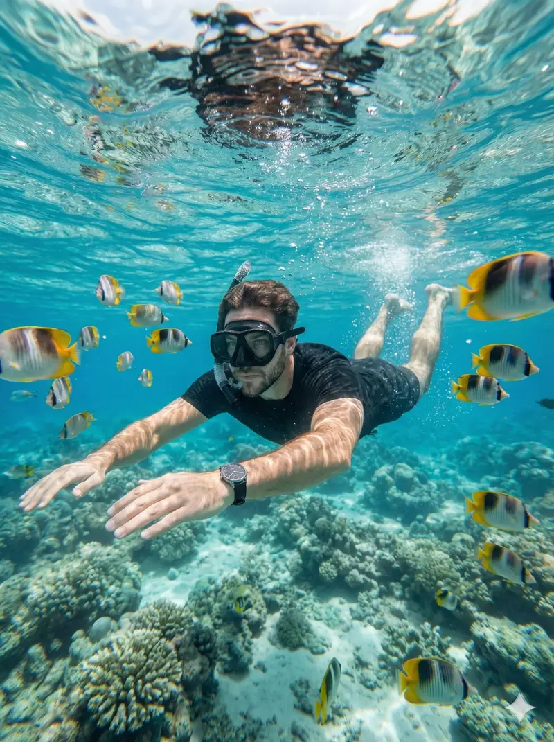 Preview of Hyper-Realistic Underwater Snorkeling Portrait